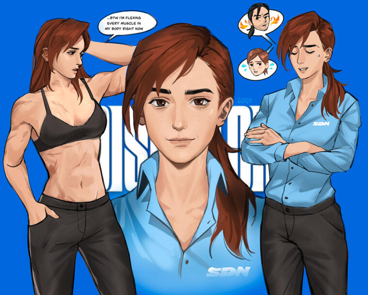 Head + 2 bust up + simple bg